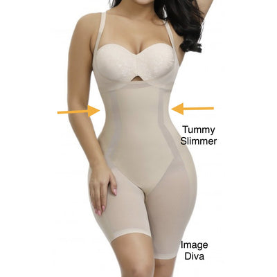 Image Diva Firm and Sheer Body Shaper Lightweight Breathable Slimming and Contouring Bodysuit Beige - Image Diva
