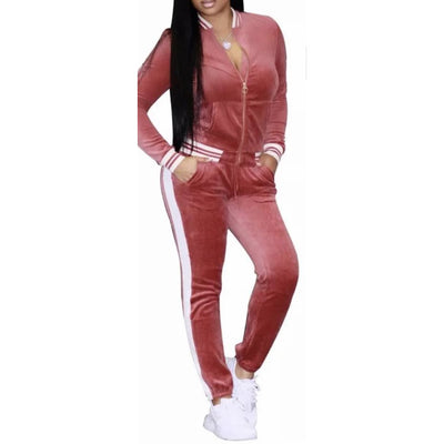 Image Diva Fashion 2 (Two) Piece Velvet_PinkTracksuit.