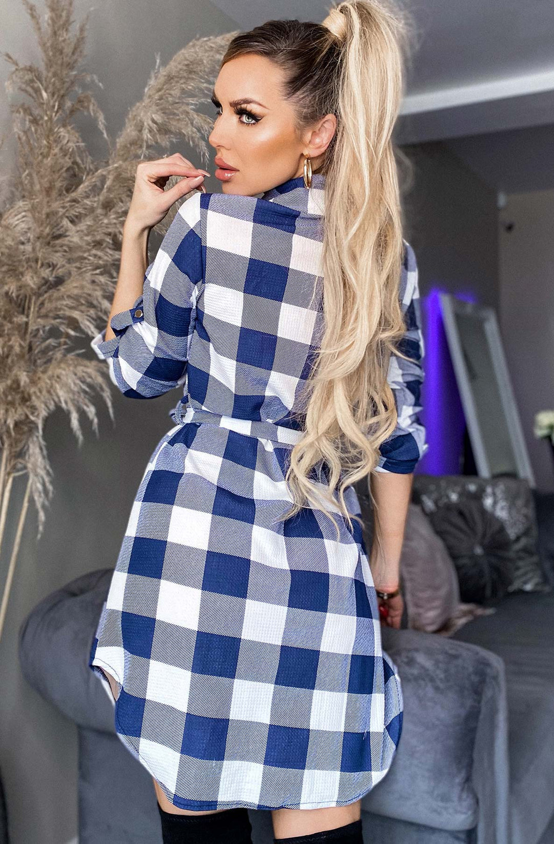 Trendy Checkered Shirt Dress – ImageDiva